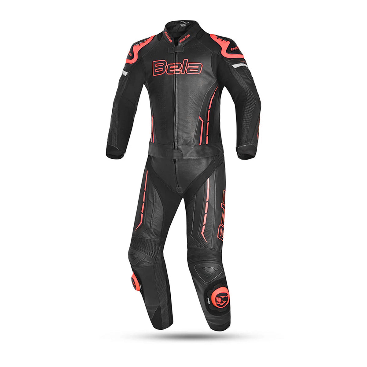 BELA Rocket Man Mix Kangroo 2PC Motorcycle Racing Suit Black Red