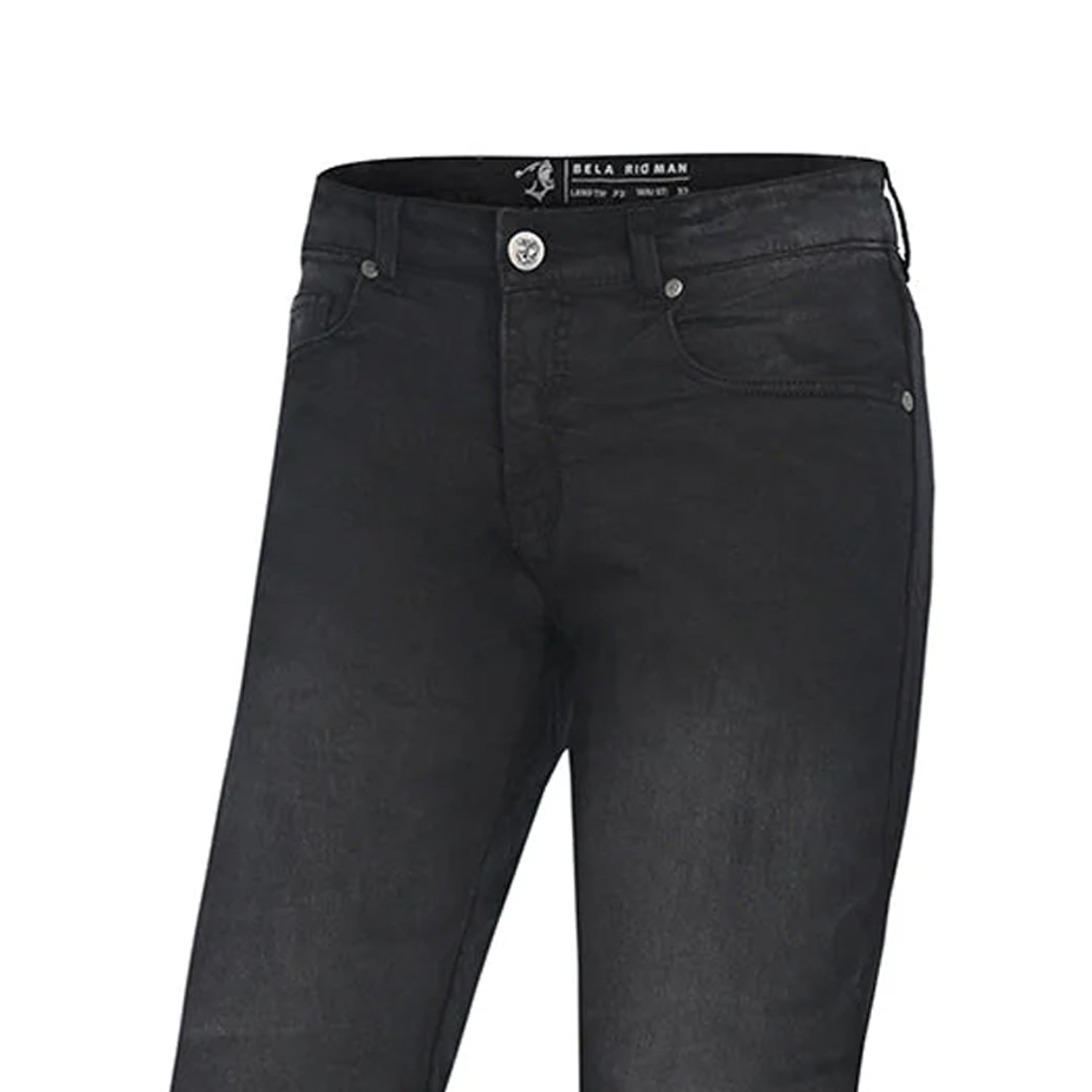 BELA RIO MEN MOTORCYCLE DENIM JEANS 34L RANDOM BLACK