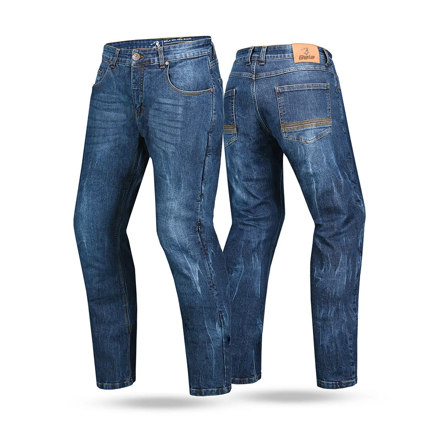 BELA RIO MEN MOTORCYCLE DENIM JEANS 34L TIE & DYE BLUE
