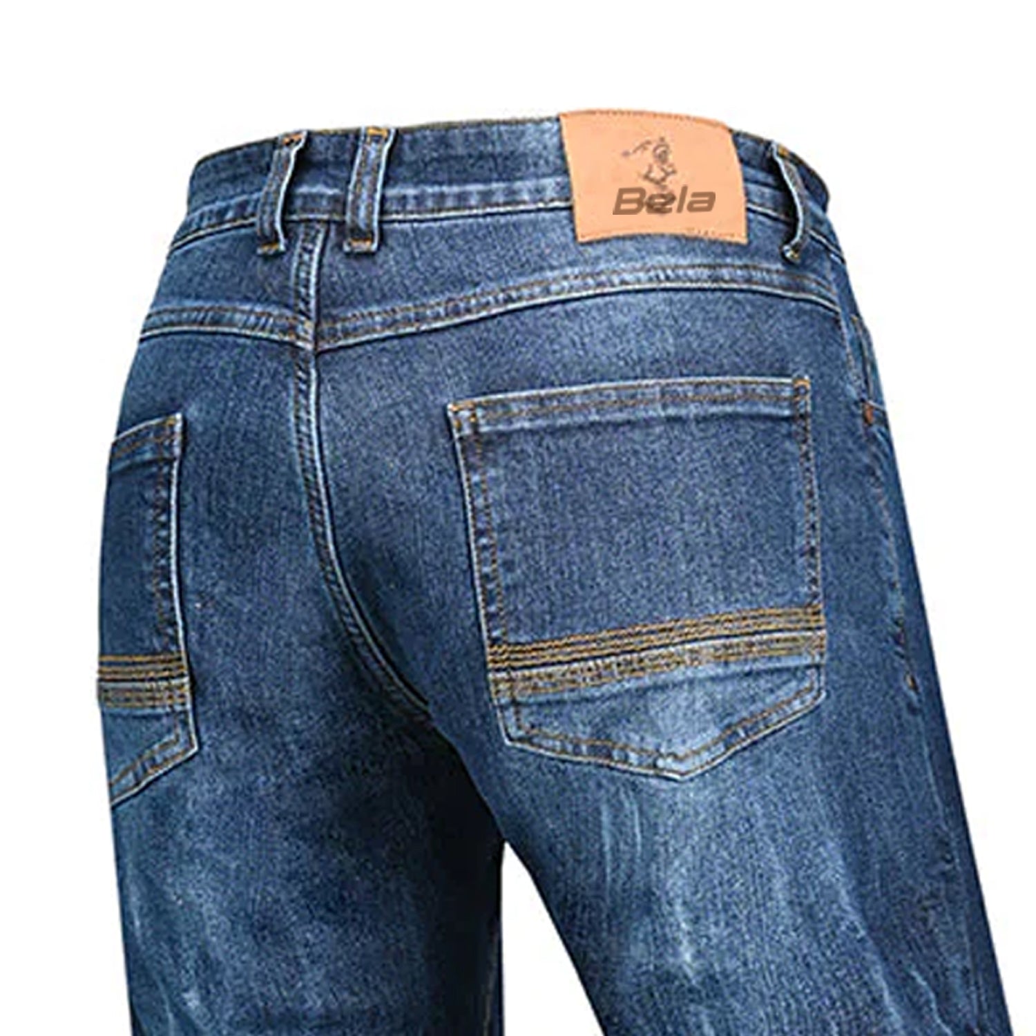 BELA RIO MEN MOTORCYCLE DENIM JEANS 34L TIE & DYE BLUE