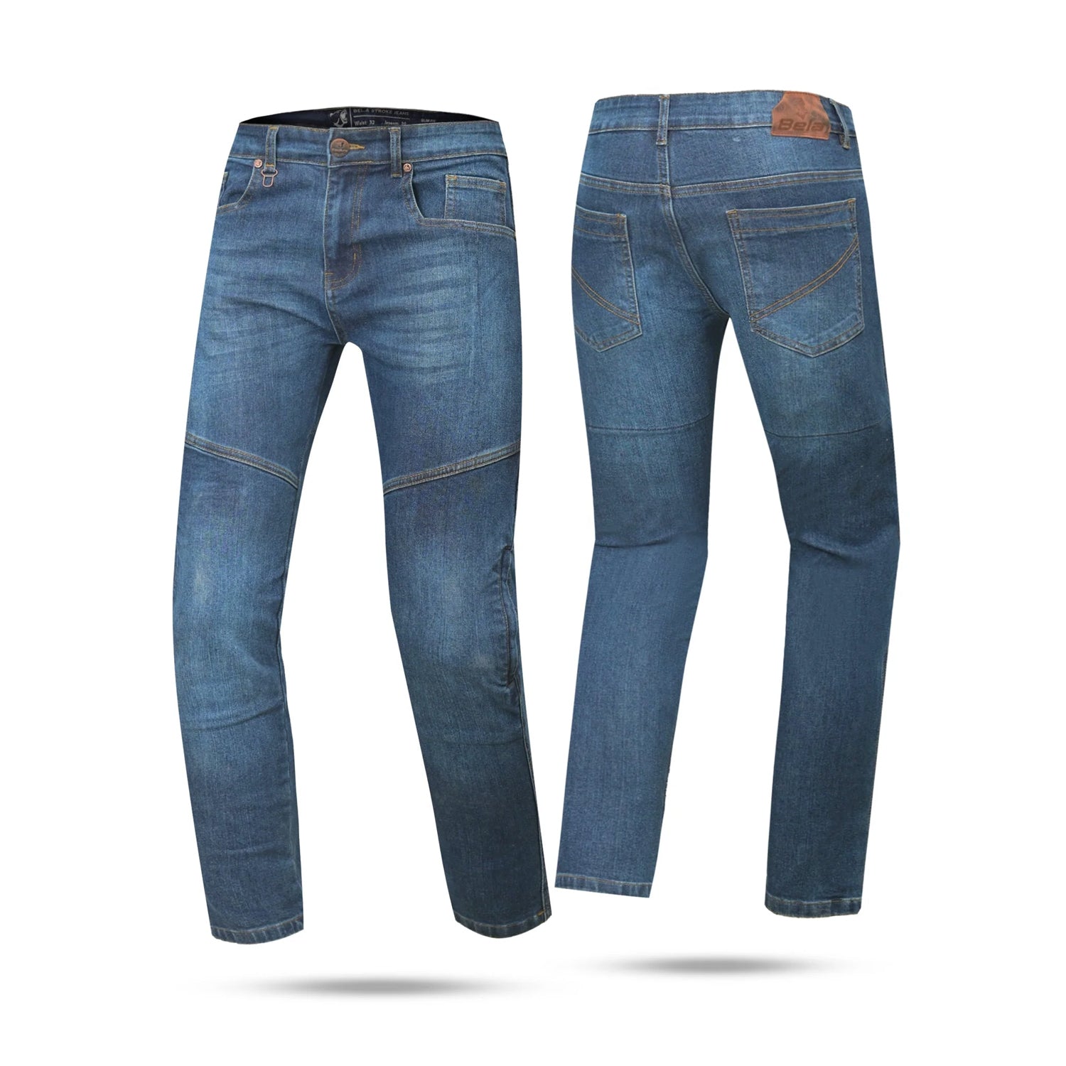 BELA STROKE MEN MOTORCYCLE JEANS 30L BLUE SPRAY