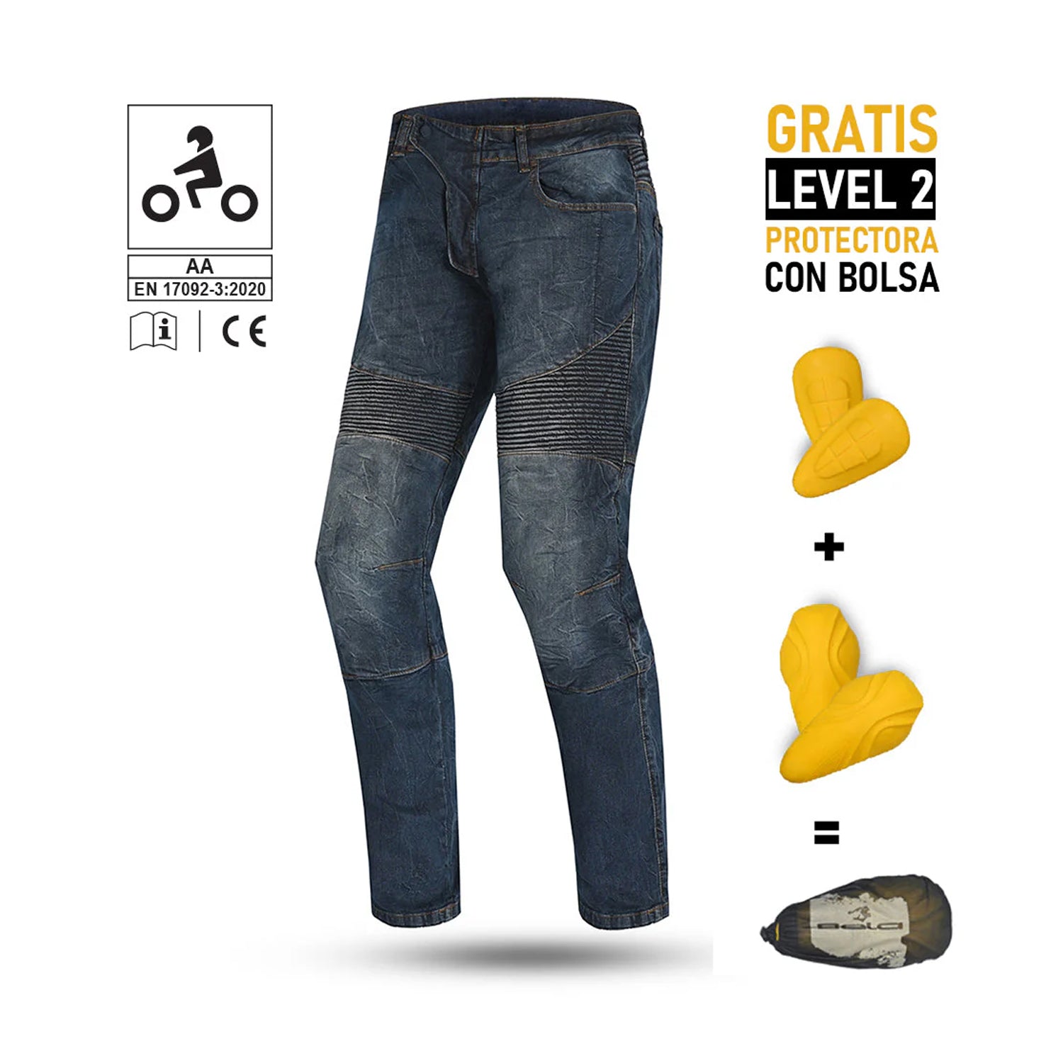 BELA TROPHY (MXD-402) MEN MOTORCYCLE CE APPROVED DENIM JEANS BLUE