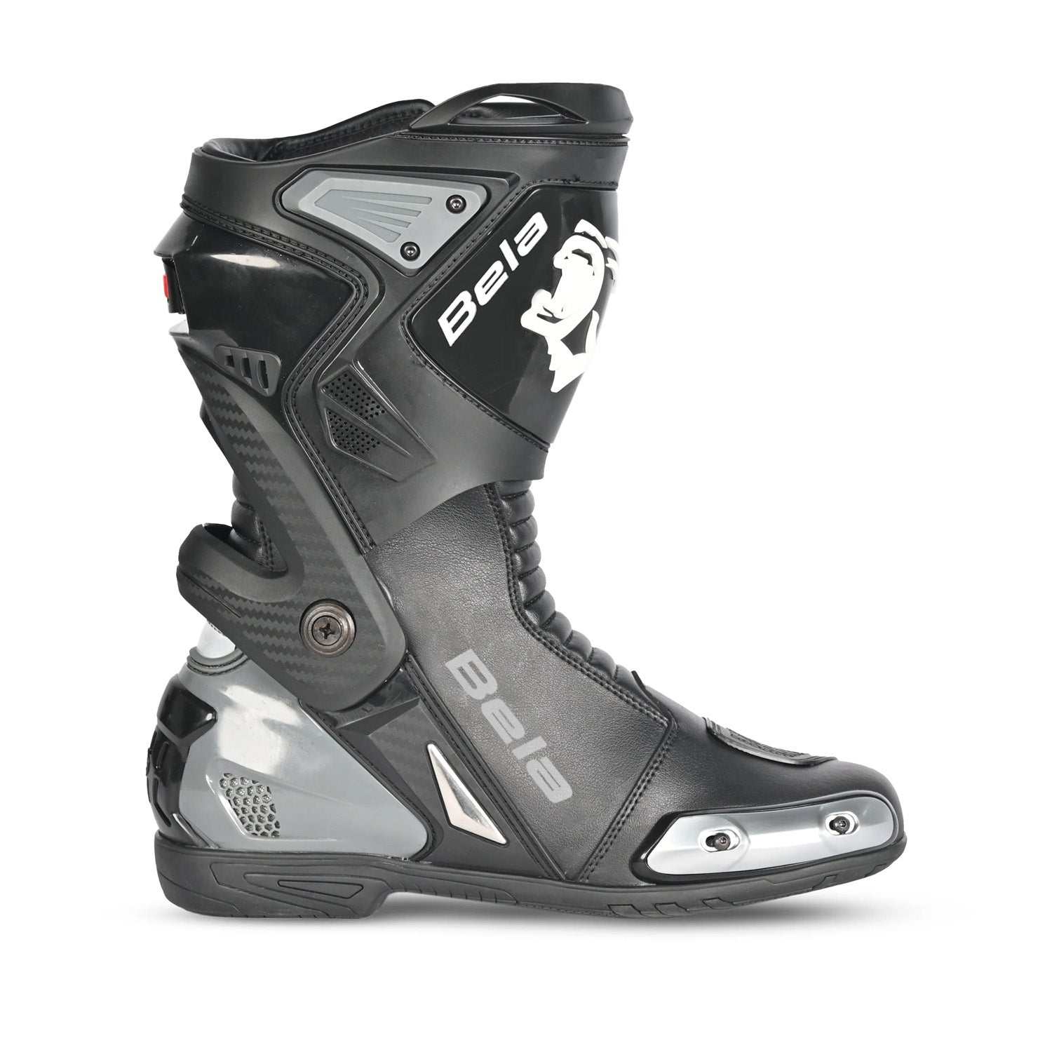 BELA Turbo Track Racing Motorcycle Boots Black Dark Grey