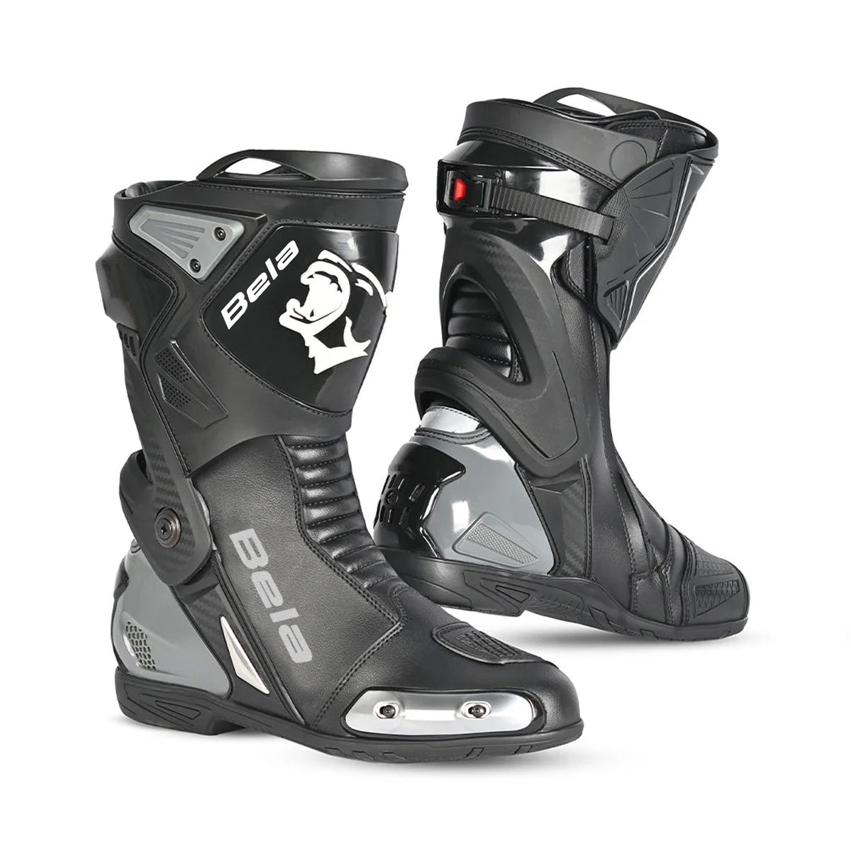 BELA Turbo Track Racing Motorcycle Boots Black Dark Grey