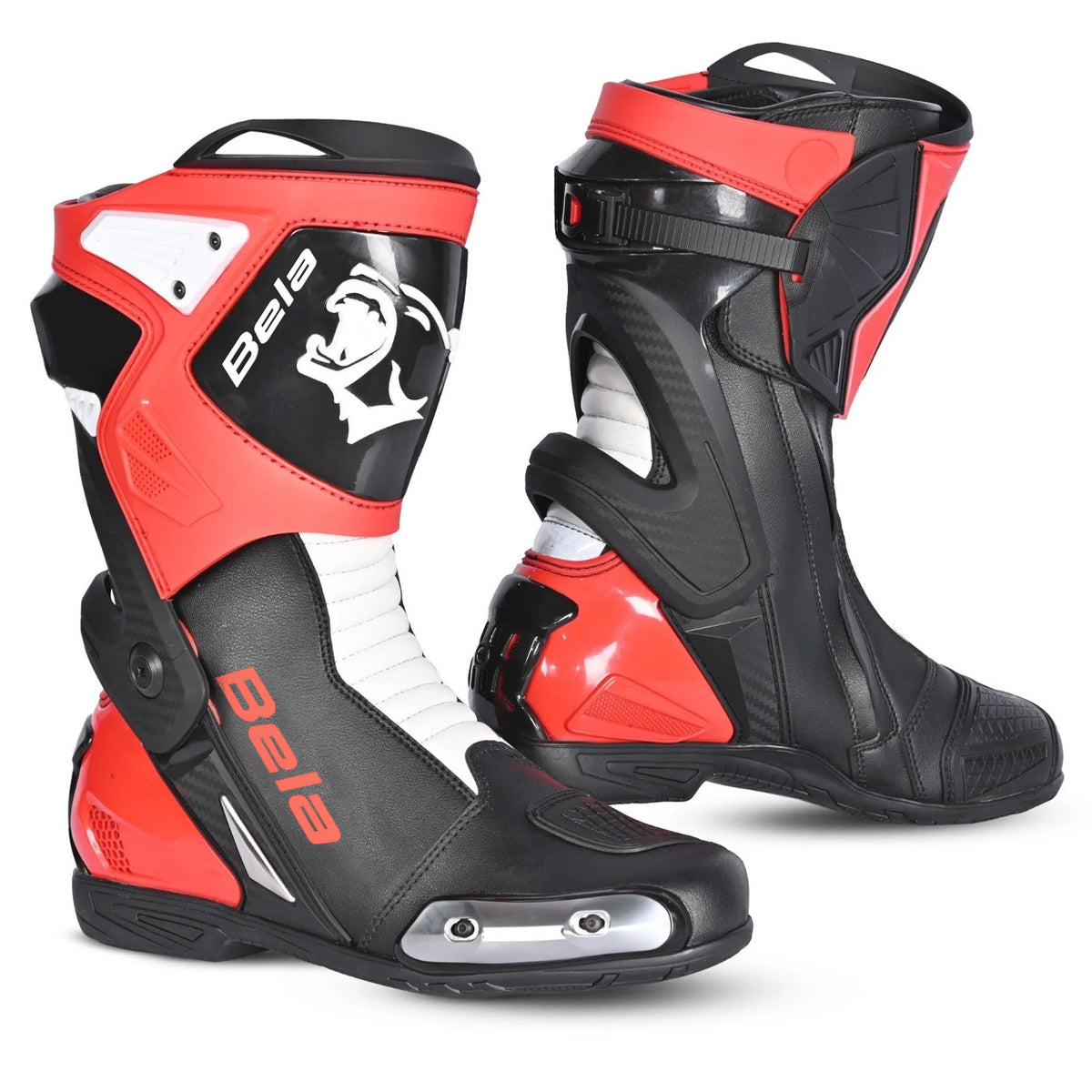 Bela Turbo Track Racing Motorcycle Boots Black Red