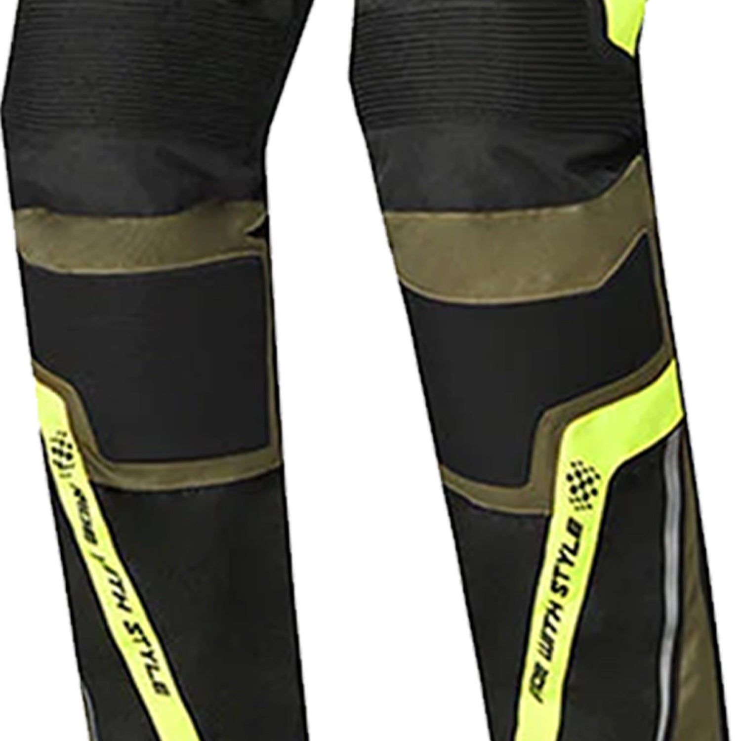 BELA WATSON MEN MOTORCYCLE TEXTILE PANT  BLACK KHAKI YELLOW WHITE