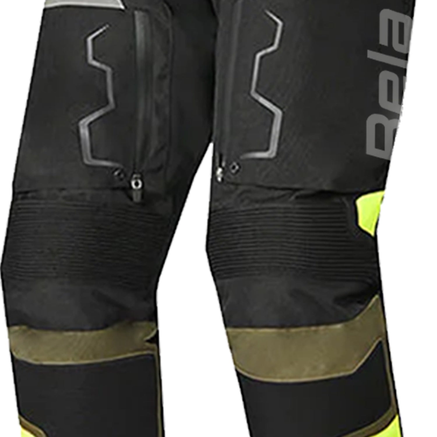 BELA WATSON MEN MOTORCYCLE TEXTILE PANT  BLACK KHAKI YELLOW WHITE