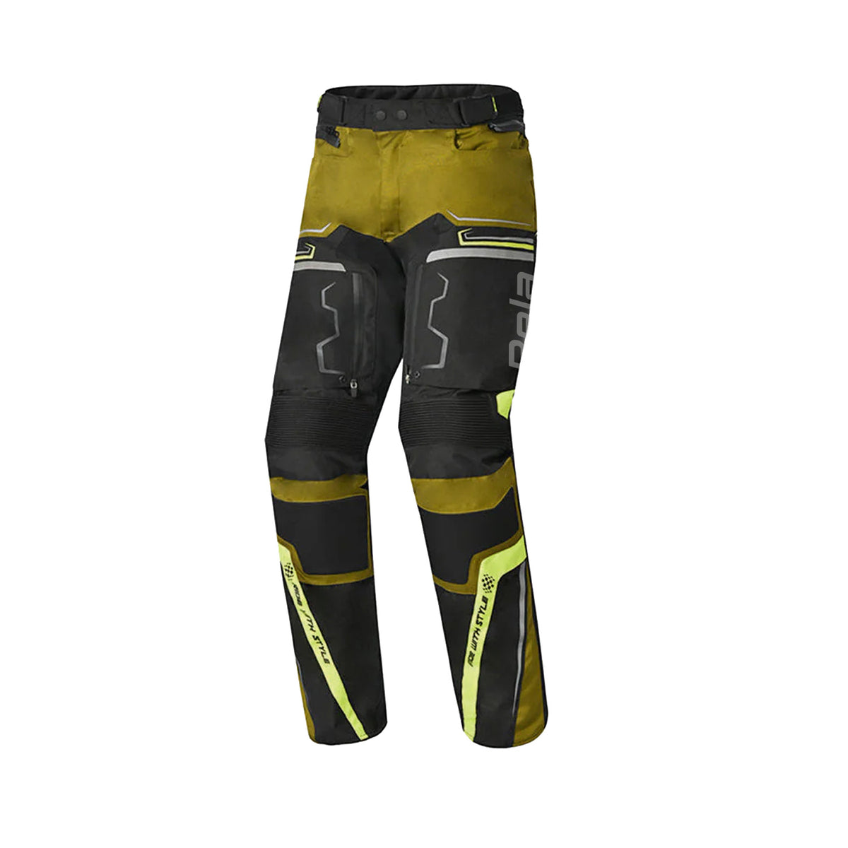 BELA WATSON MEN MOTORCYCLE TEXTILE PANT BLACK WHITE YELLOW FLURO