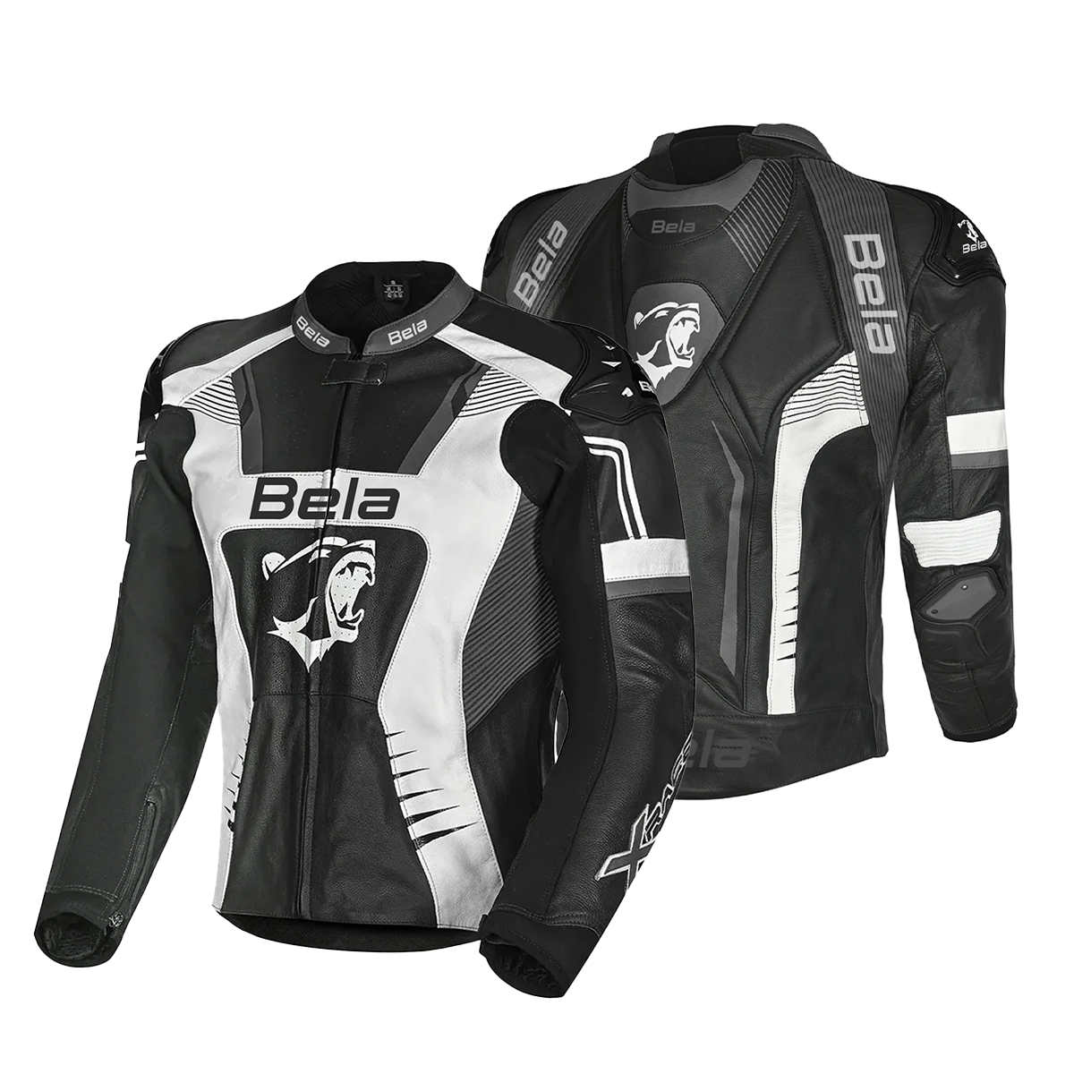 BELA X-Race Motorcycle Racing Leather Jacket Black/White/Anthracite