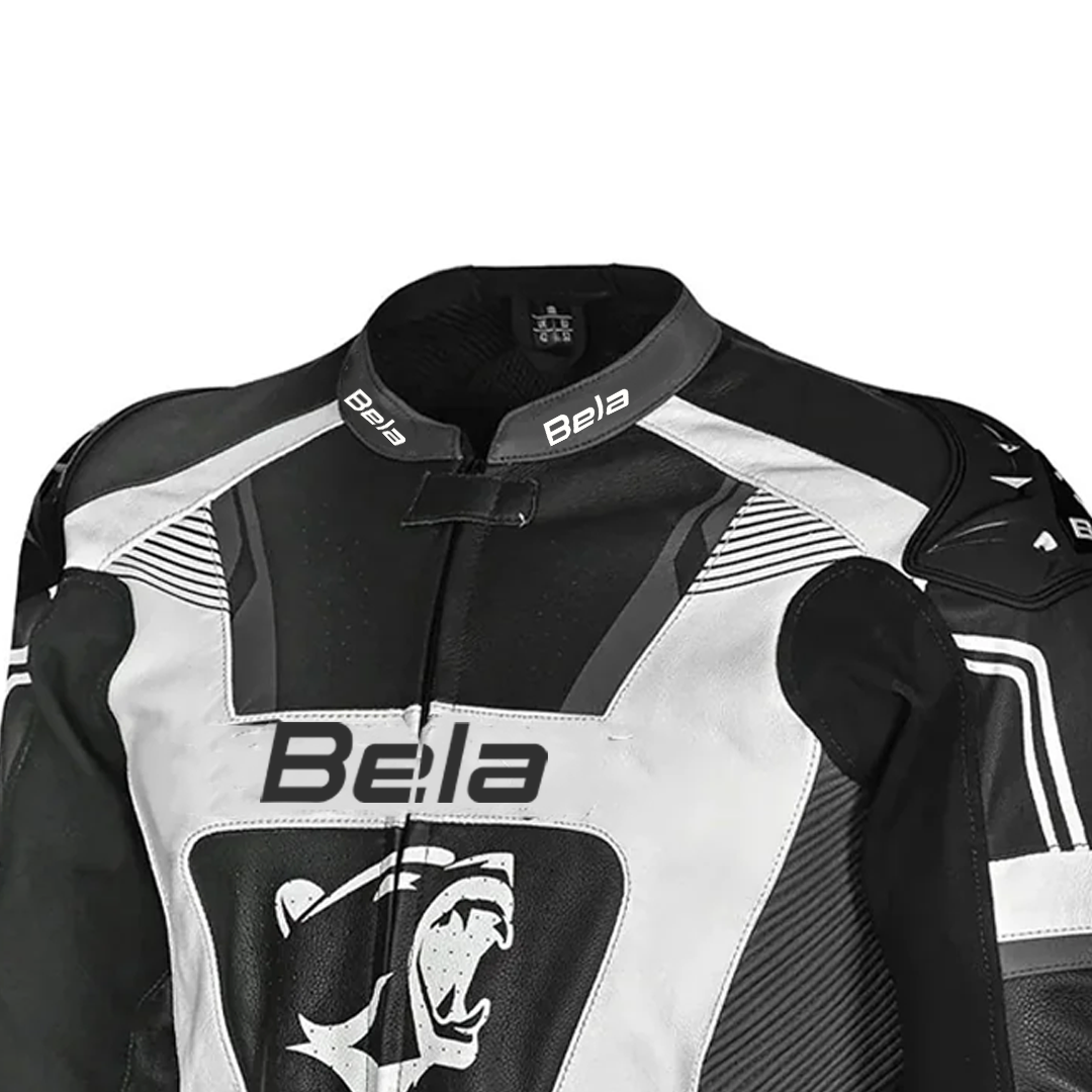 BELA X-Race Motorcycle Racing Leather Jacket Black/White/Anthracite