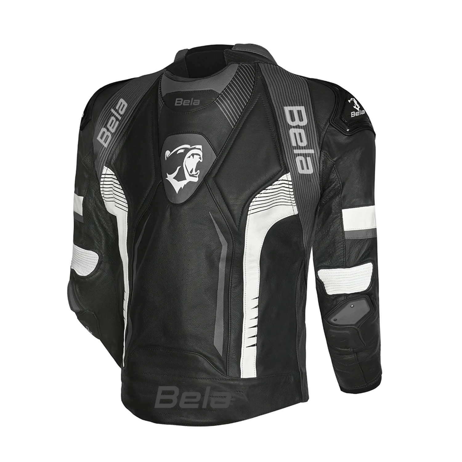 BELA X-Race Motorcycle Racing Leather Jacket Black/White/Anthracite