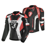 BELA X-Race Motorcycle Racing Leather Jacket Black/White/Red