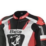 BELA X-Race Motorcycle Racing Leather Jacket Black/White/Red