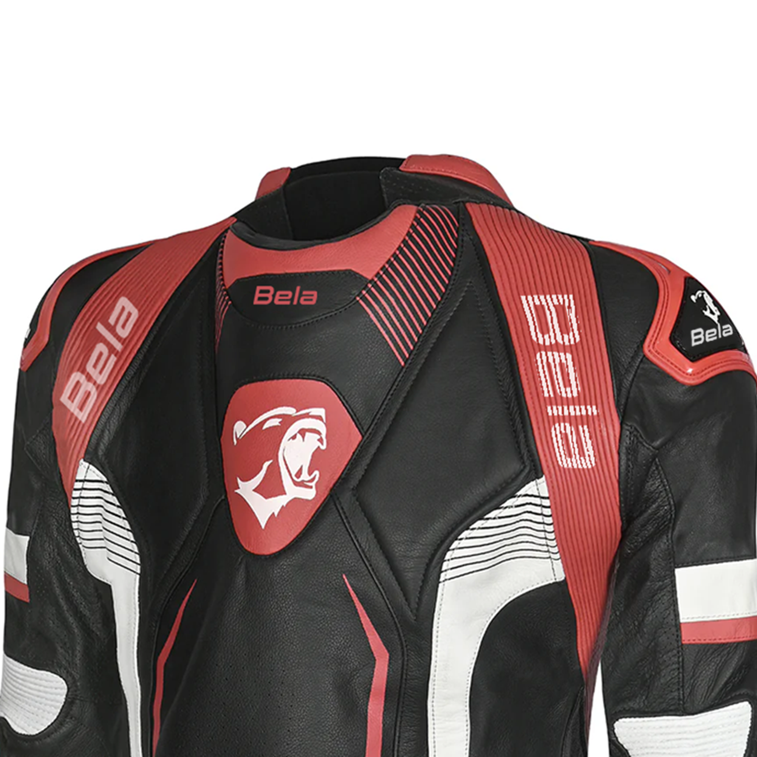 BELA X-Race Motorcycle Racing Leather Jacket Black/White/Red