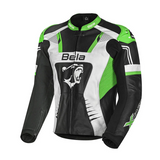 BELA X-Race Motorcycle Racing Leather Jacket Black/White/Green