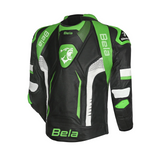 BELA X-Race Motorcycle Racing Leather Jacket Black/White/Green