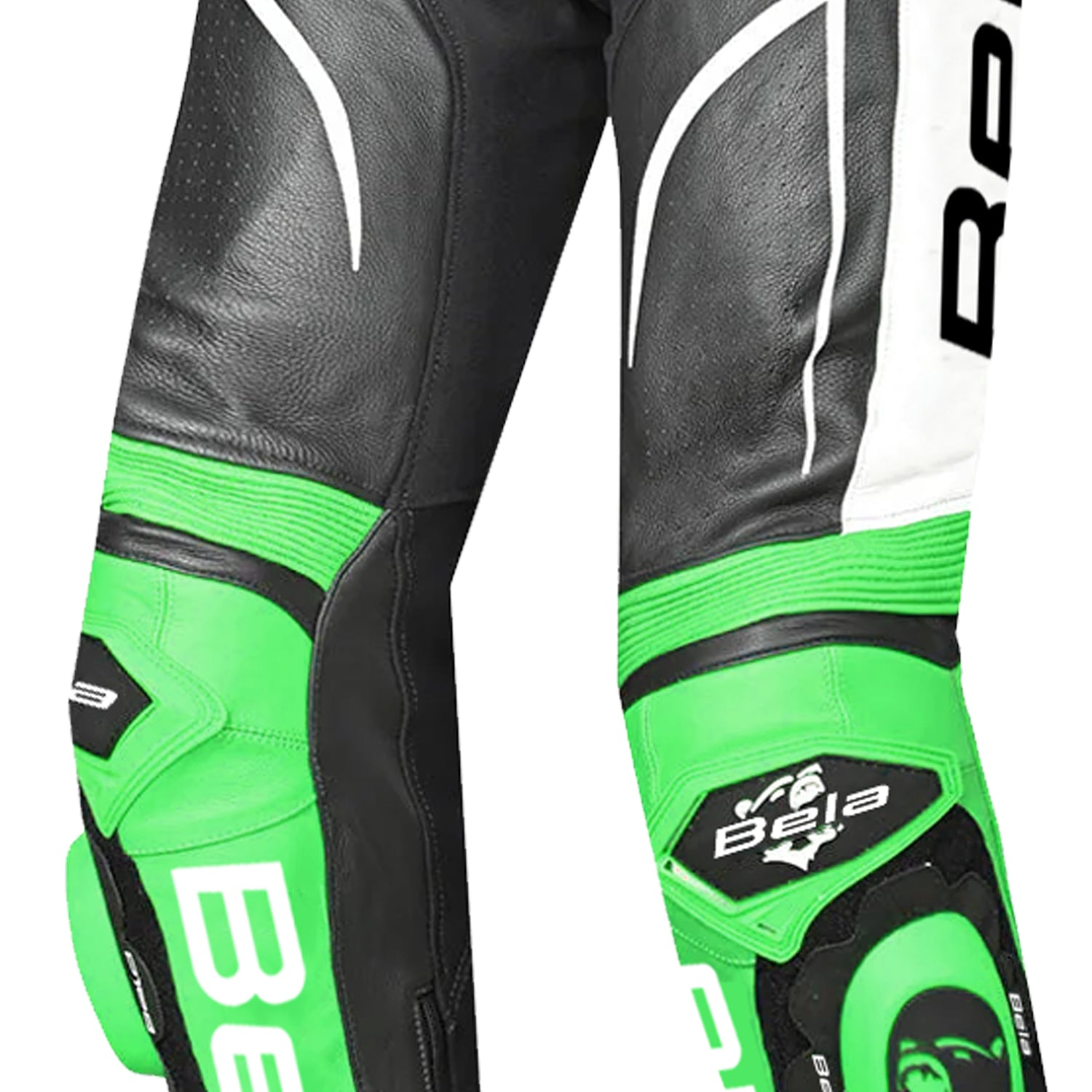 BELA X-Race Men Motorcycle Leather Pant Black White Green