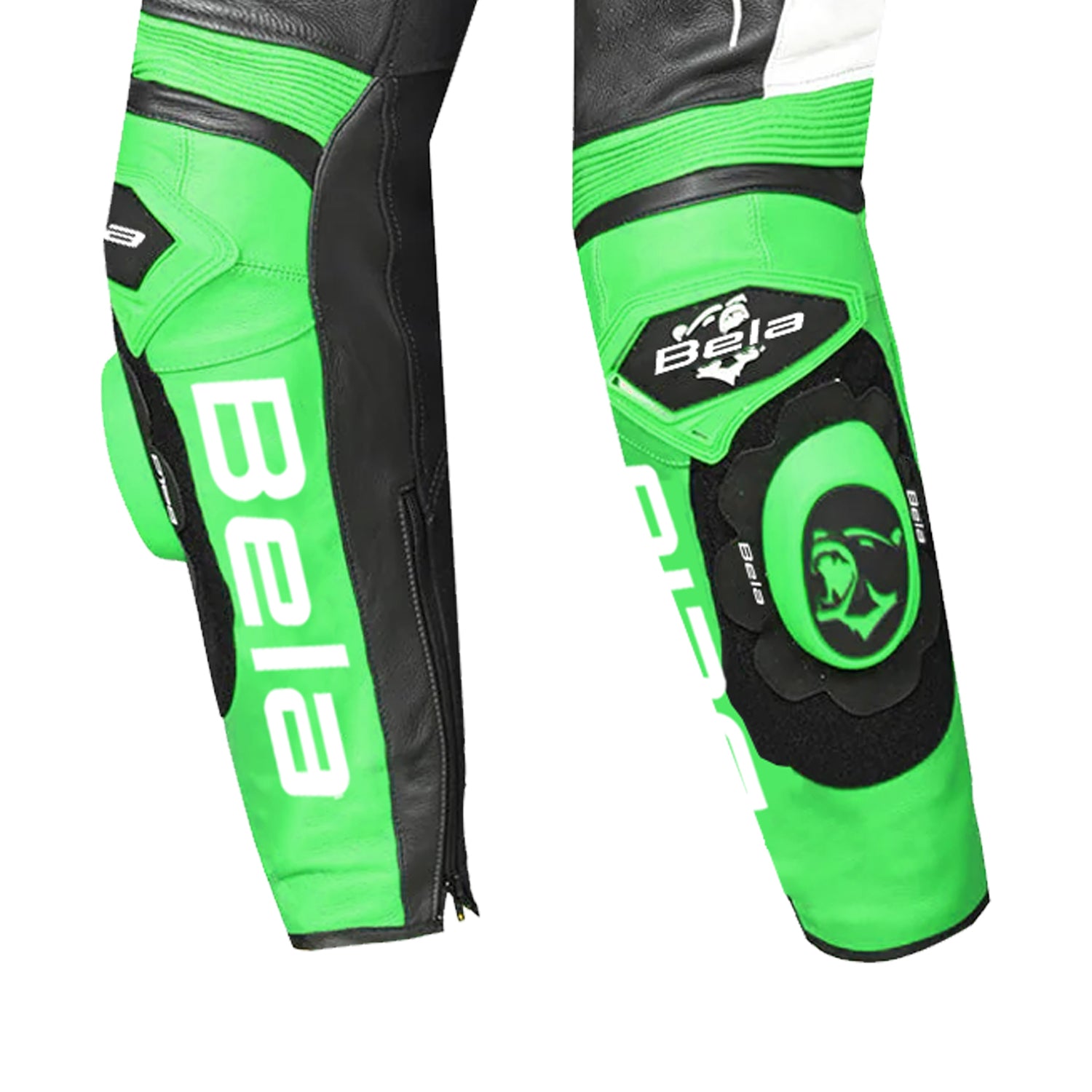 BELA X-Race Men Motorcycle Leather Pant Black White Green