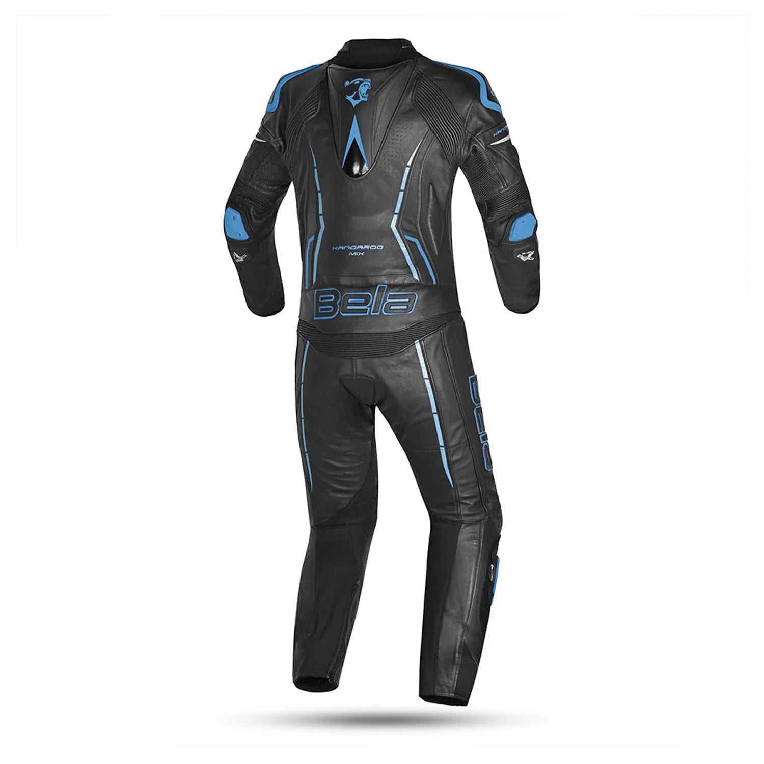 BELA Rocket Man Mix Kangroo 2 PC Motorcycle Racing Suit Black Blue
