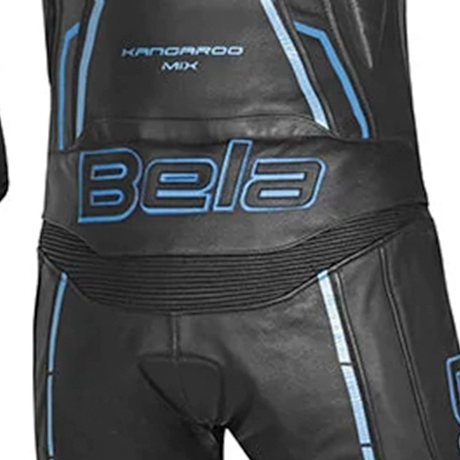 BELA Rocket Man Mix Kangroo 2 PC Motorcycle Racing Suit Black Blue