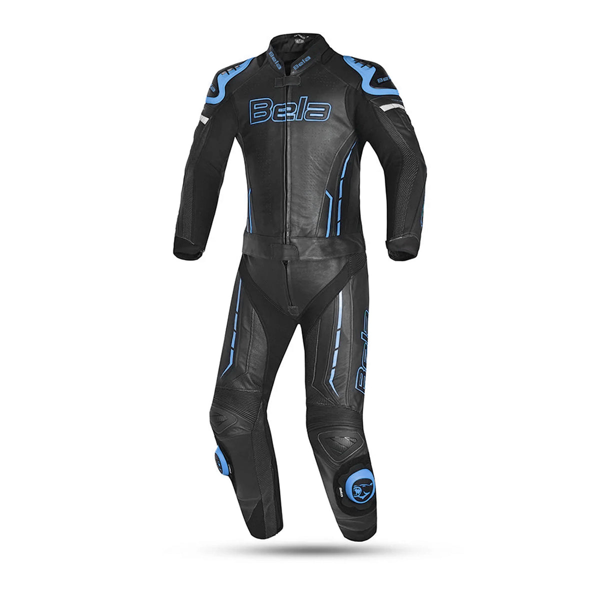 BELA Rocket Man Mix Kangroo 2 PC Motorcycle Racing Suit Black Blue