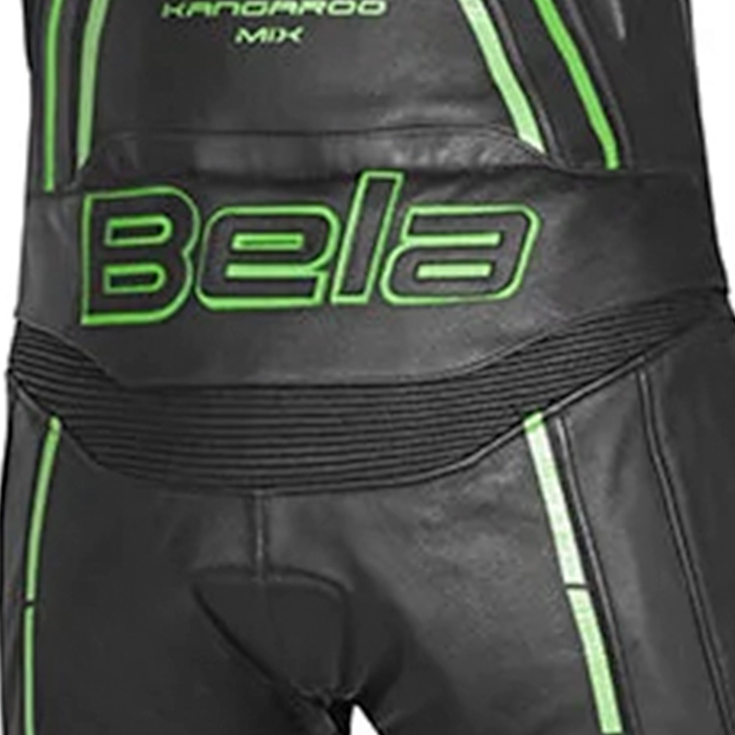 BELA Rocket Man Mix Kangroo 2 PC Motorcycle Racing Suit Black Green