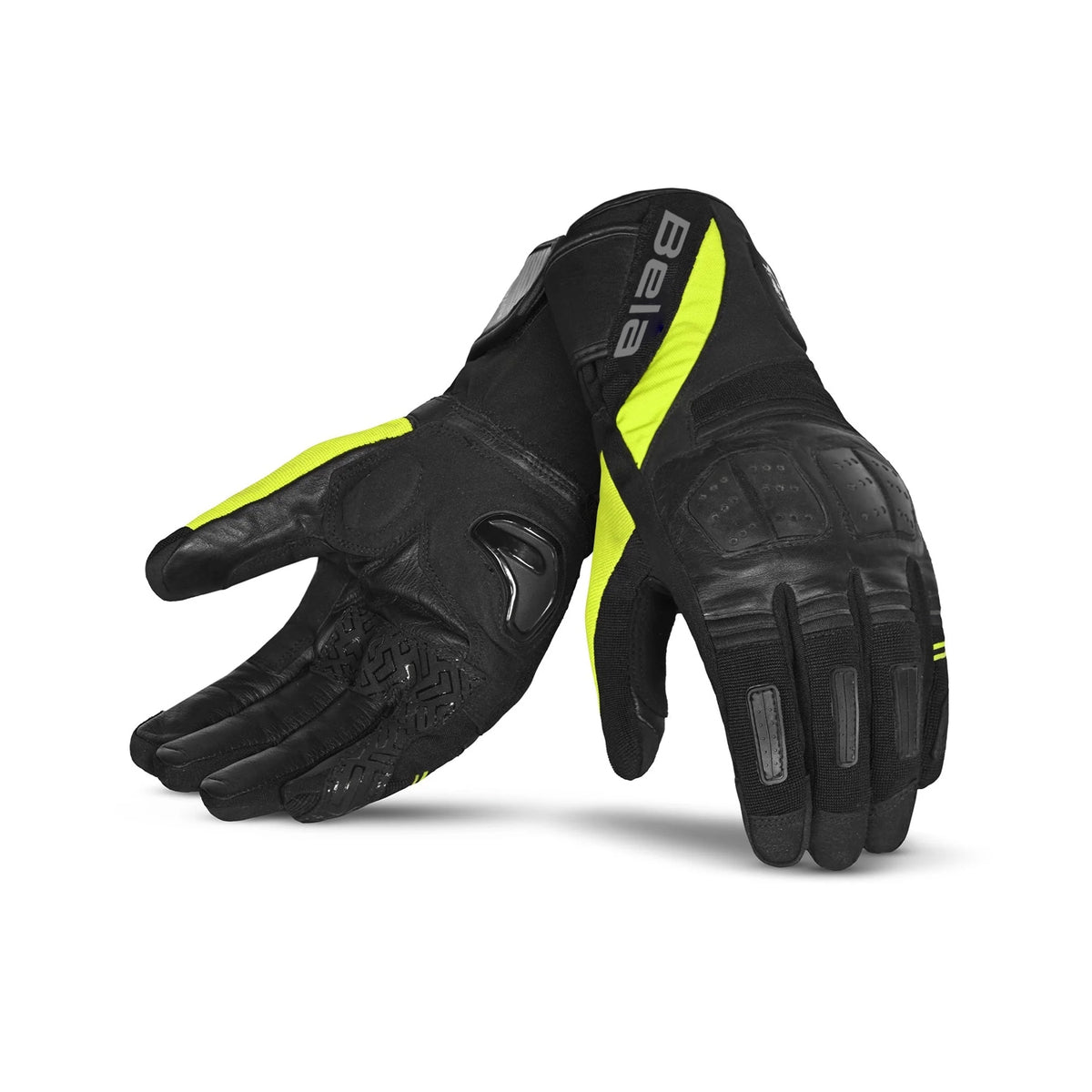 BELA Highway Winter Motorcycle Gloves Black Yellow Flou