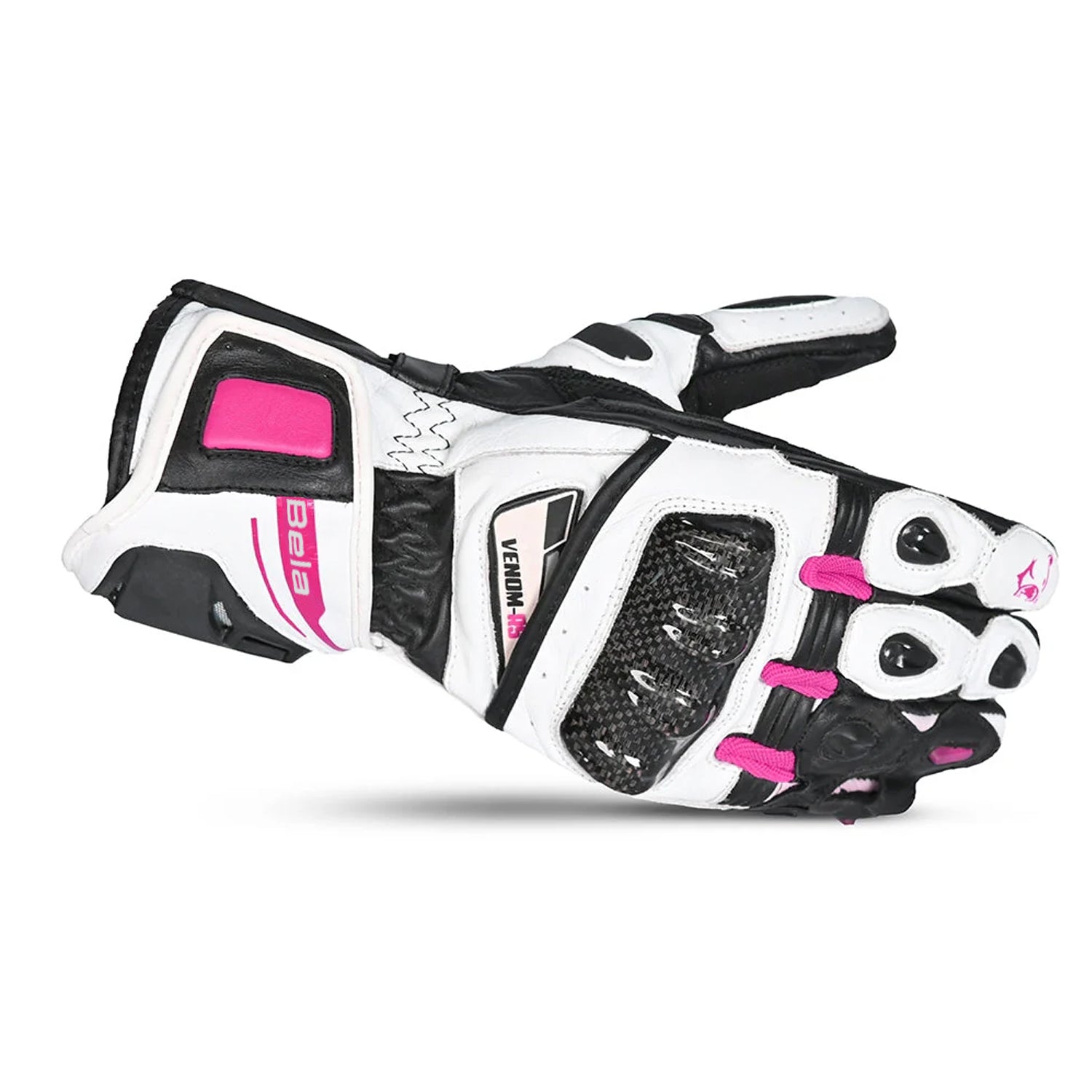 BELA Venom RS Lady Motorbike Racing Gloves Ladies White Black Pink