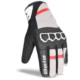 BELA Tracker Full Finger Motorcycle Gloves Black White Red