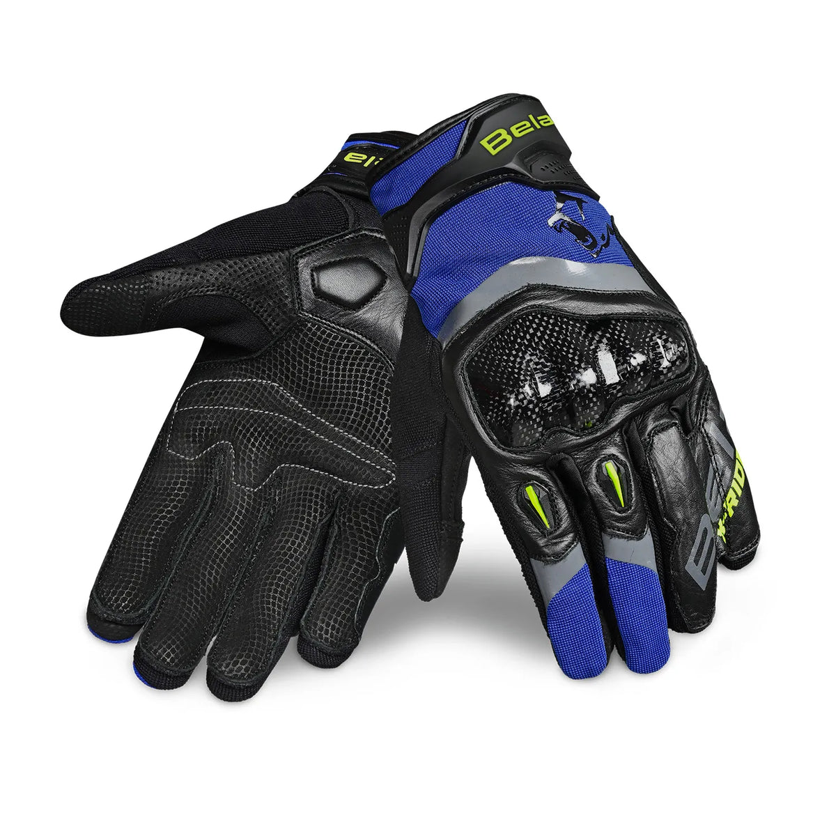 BELA Daring Motorbike Racing Gloves Blue Yellow Black