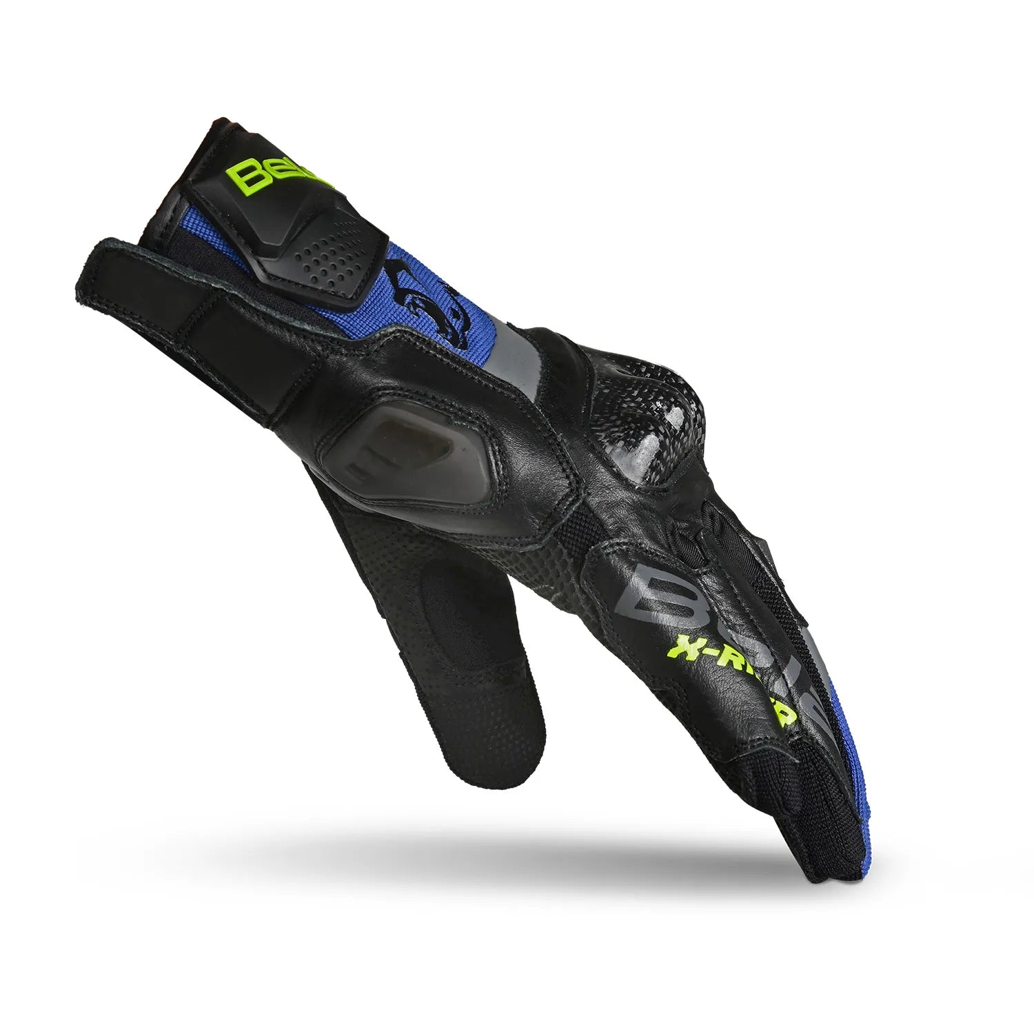 BELA Daring Motorbike Racing Gloves Blue Yellow Black