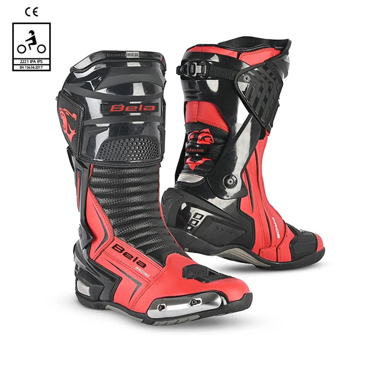 BELA Speedo 2.0 Motorcycle Leather Boots Black/Red