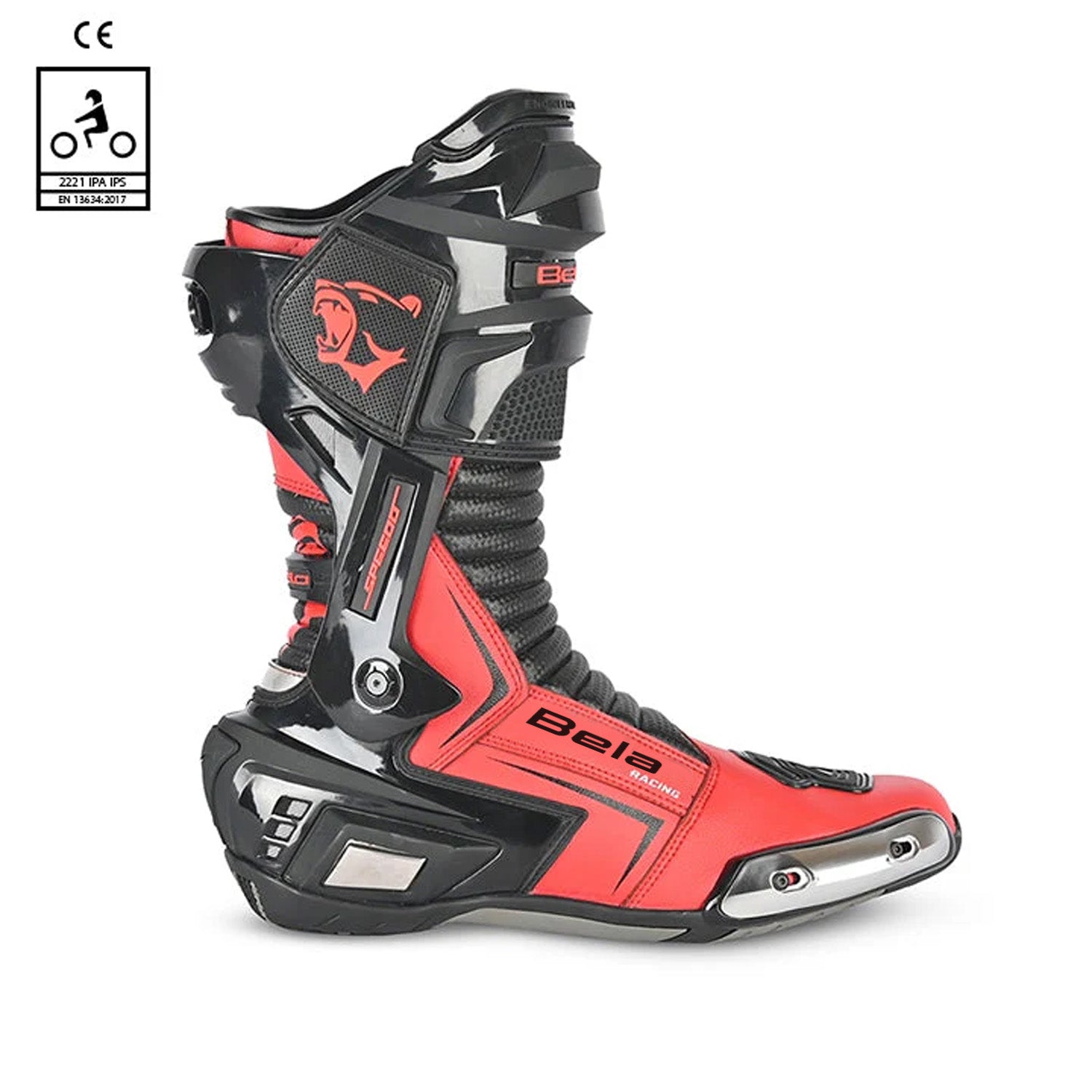 BELA Speedo 2.0 Motorcycle Leather Boots Black/Red