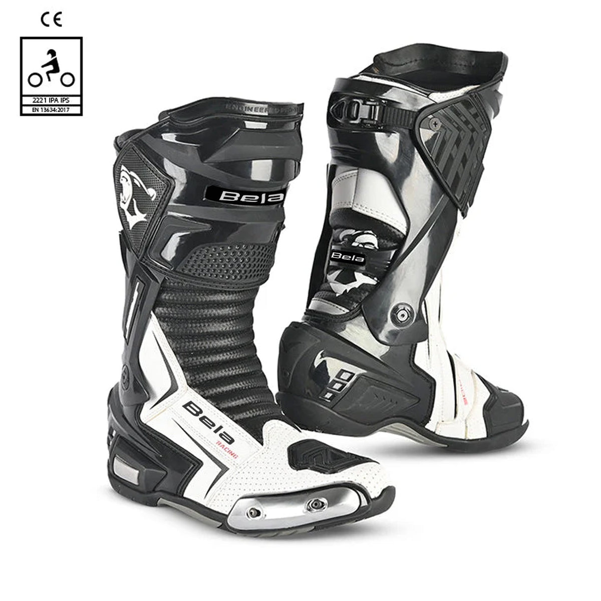 Bela Speedo 2.0 Racing Motorcycle Boots Black/White