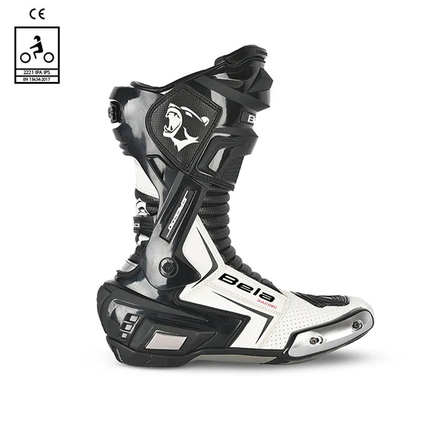 Bela Speedo 2.0 Racing Motorcycle Boots Black/White