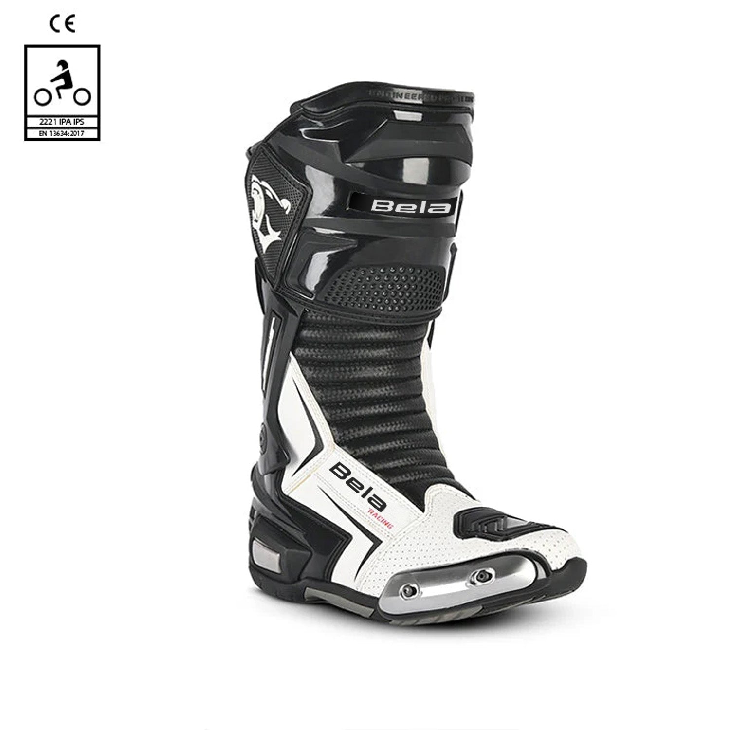 Bela Speedo 2.0 Racing Motorcycle Boots Black/White
