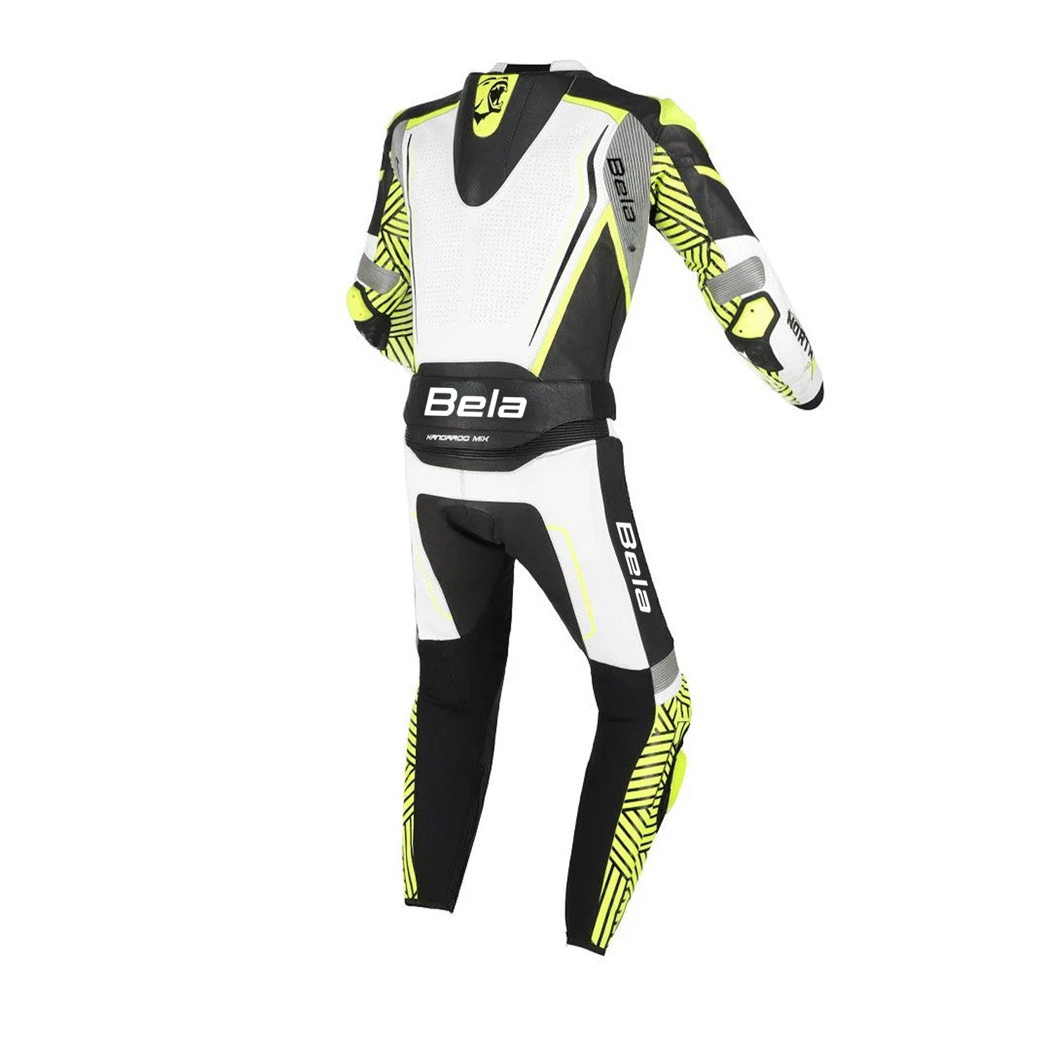 BELA North Star 2 PC Motorbike Suit Black White Fluor Yellow