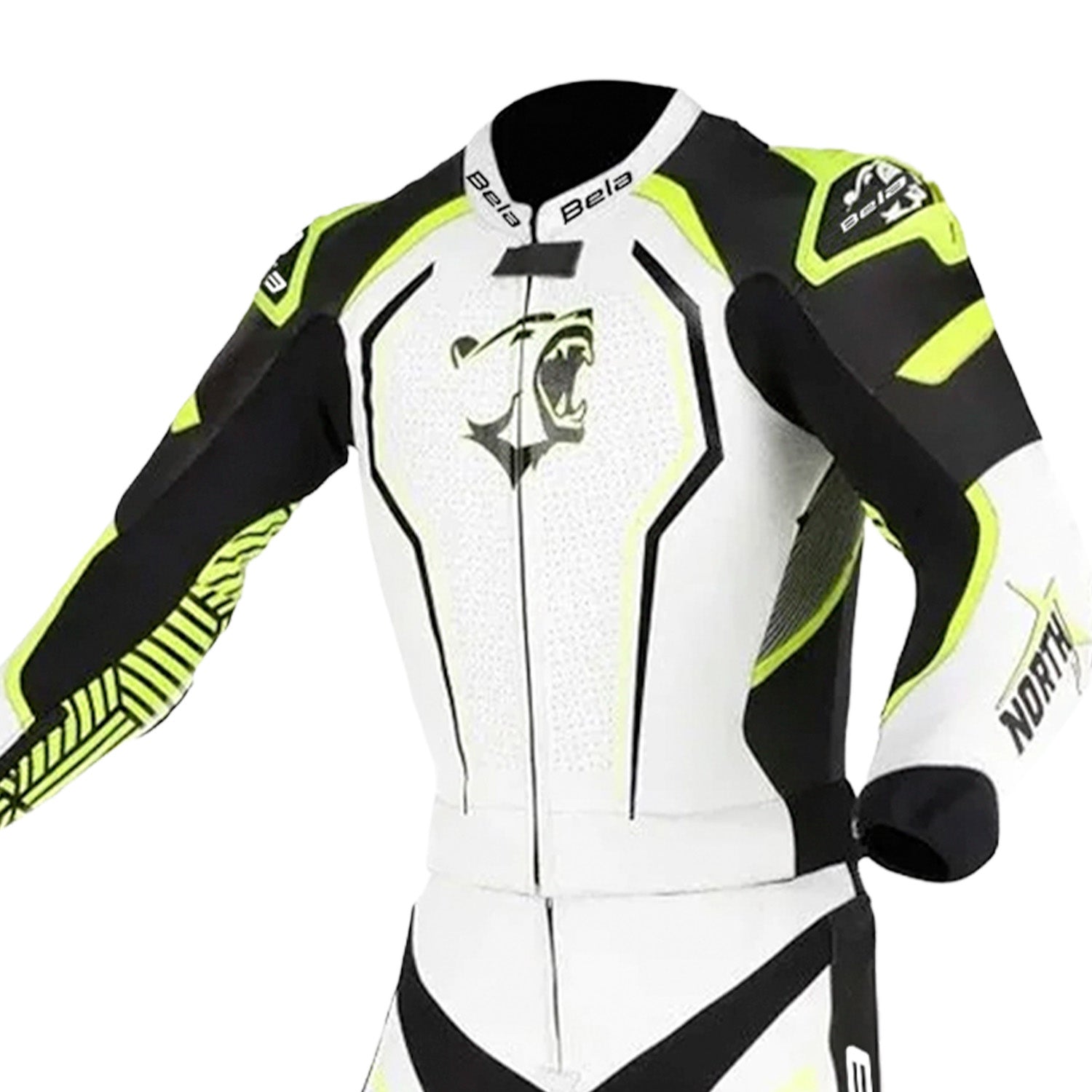 BELA North Star 2 PC Motorbike Suit Black White Fluor Yellow