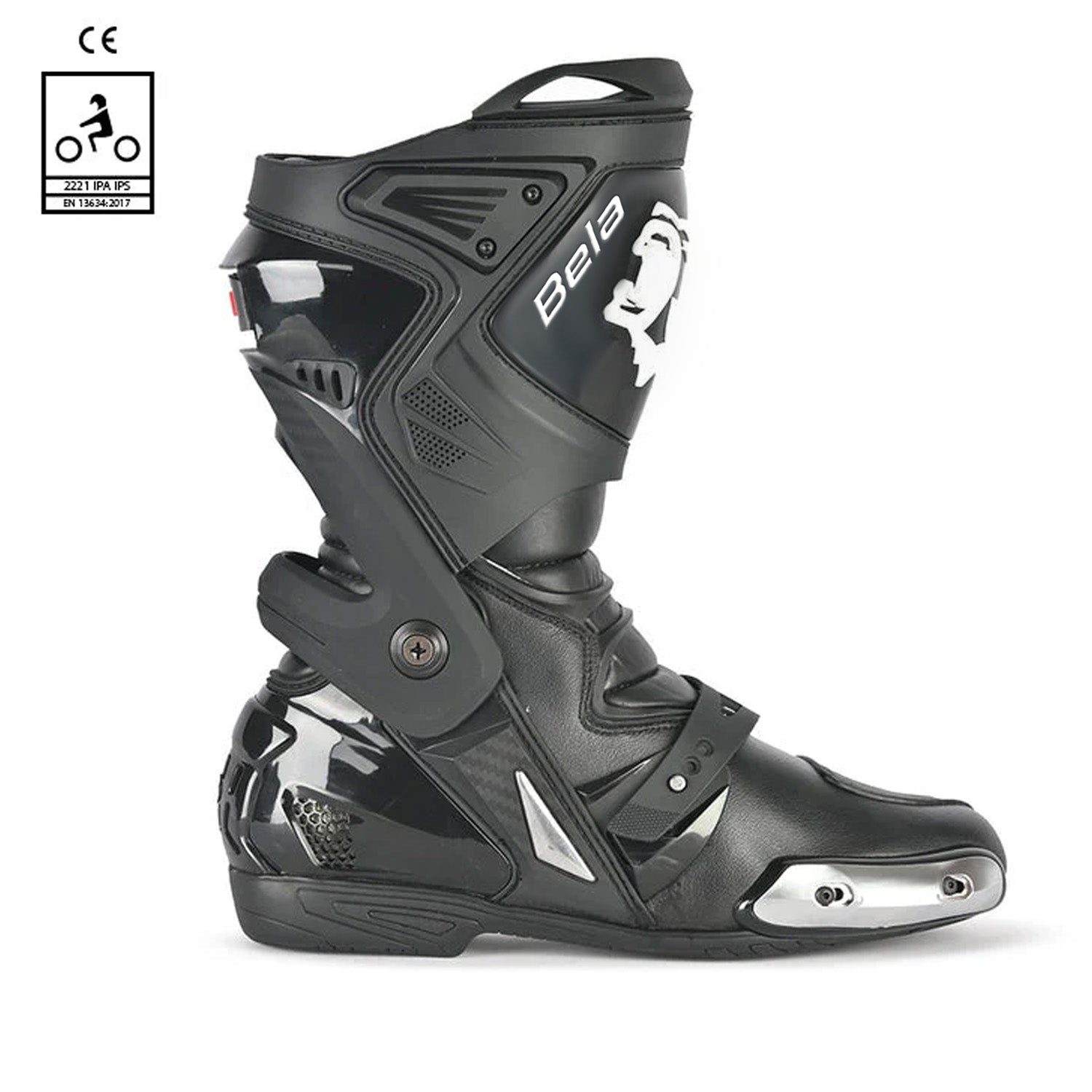 BELA RACE PRO MOTORCYCLE RACING LEATHER BOOTS BLACK