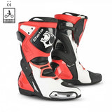 BELA RACE PRO MOTORCYCLE RACING LEATHER BOOTS BLACK WHITE RED