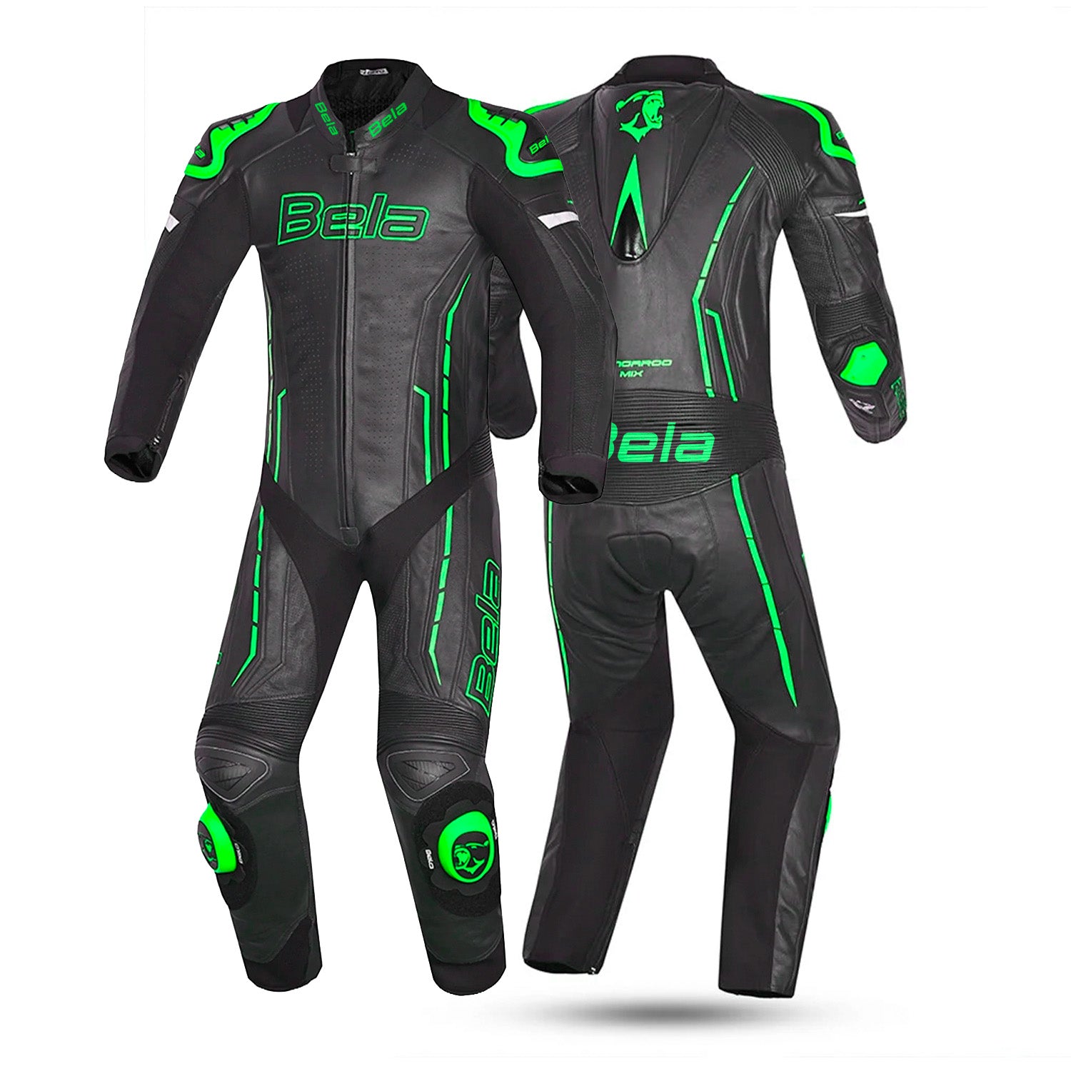 BELA Rocket Man Mix Kangaroo 1 PC Motorcycle Racing Suit Black Green