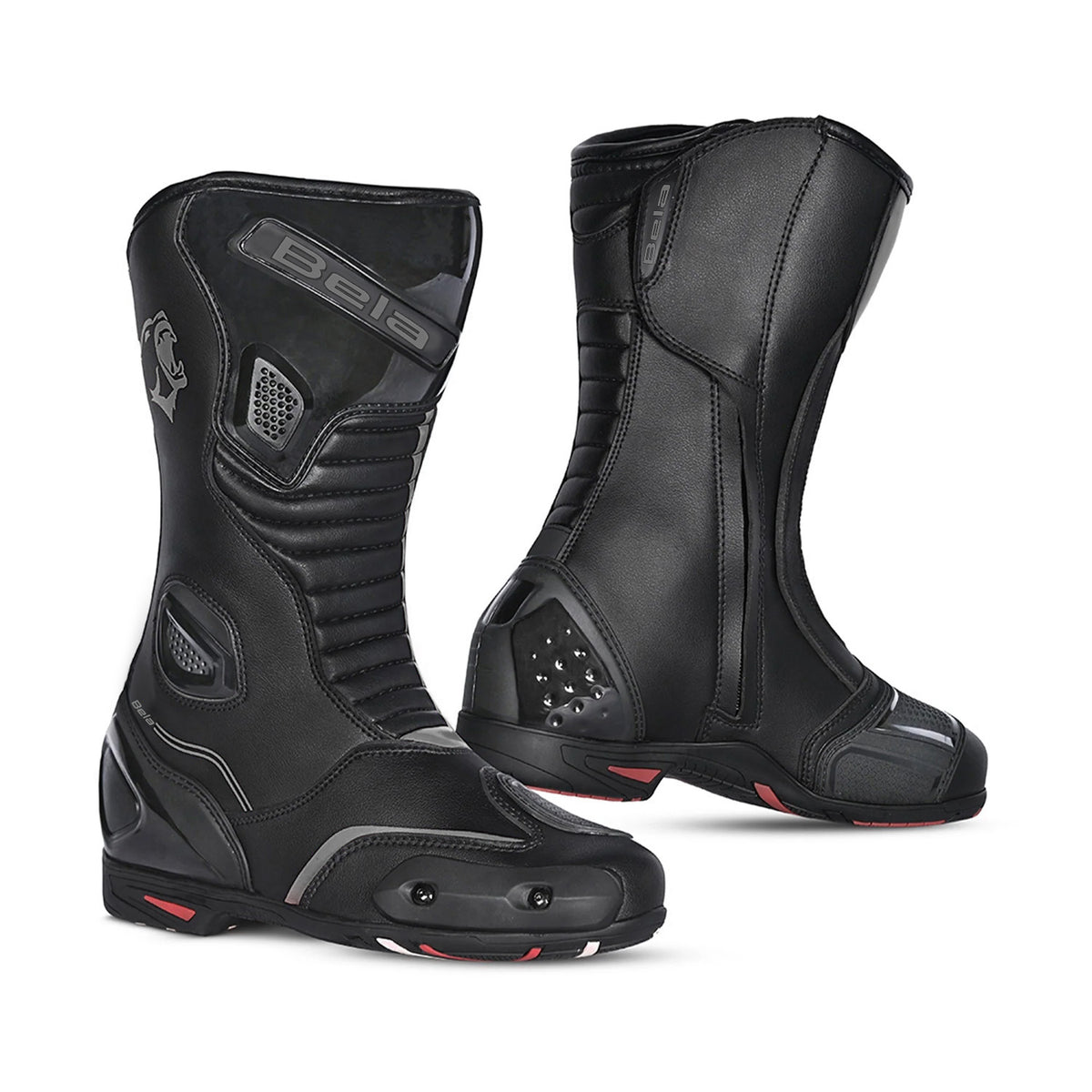 BELA Micro Strip Motorcycle Racing Boots Black Grey