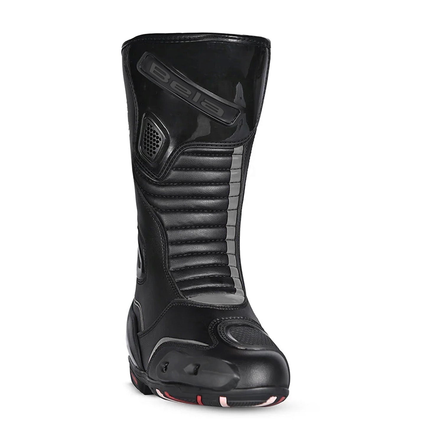 BELA Micro Strip Motorcycle Racing Boots Black Grey