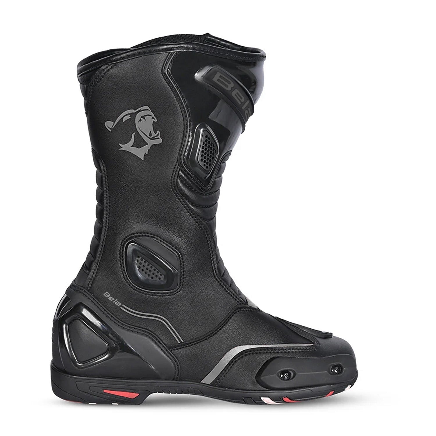 BELA Micro Strip Motorcycle Racing Boots Black Grey