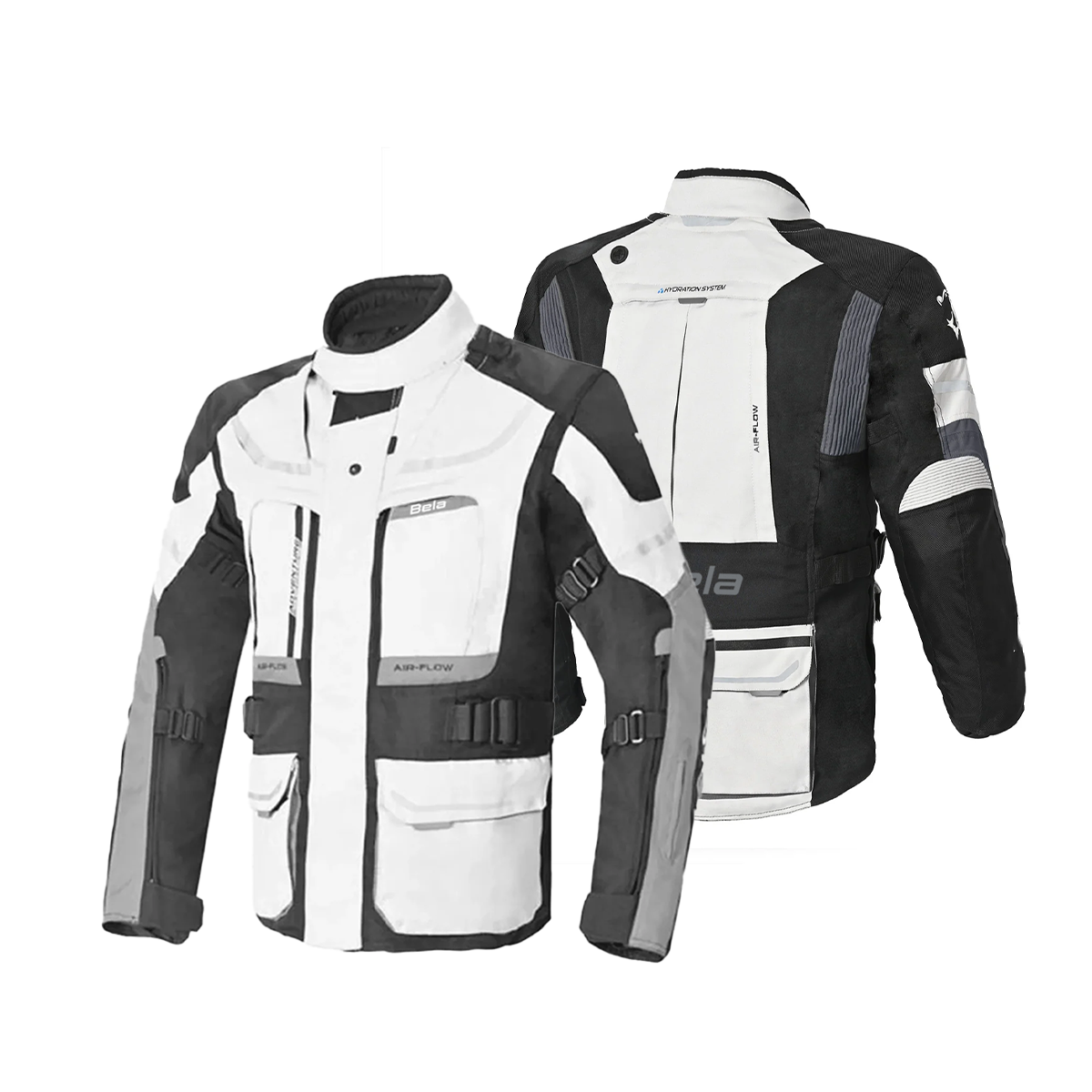 BELA TRANSFORMER 3IN1 MEN MOTORCYCLE TEXTILE JACKET ICE GREY BLACK