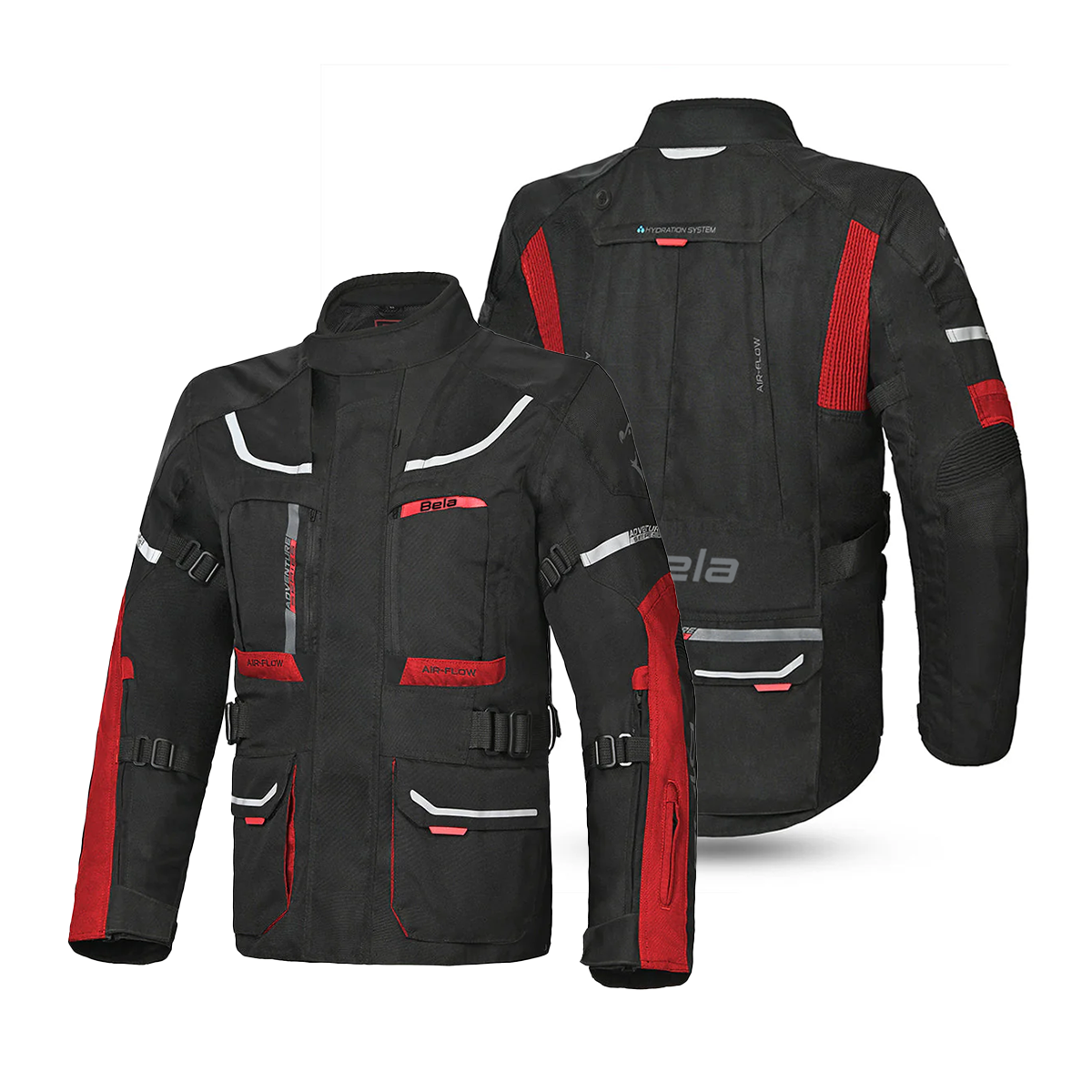 Bela Transformer Motorcycle Touring Water-Resistant Jacket Black Red