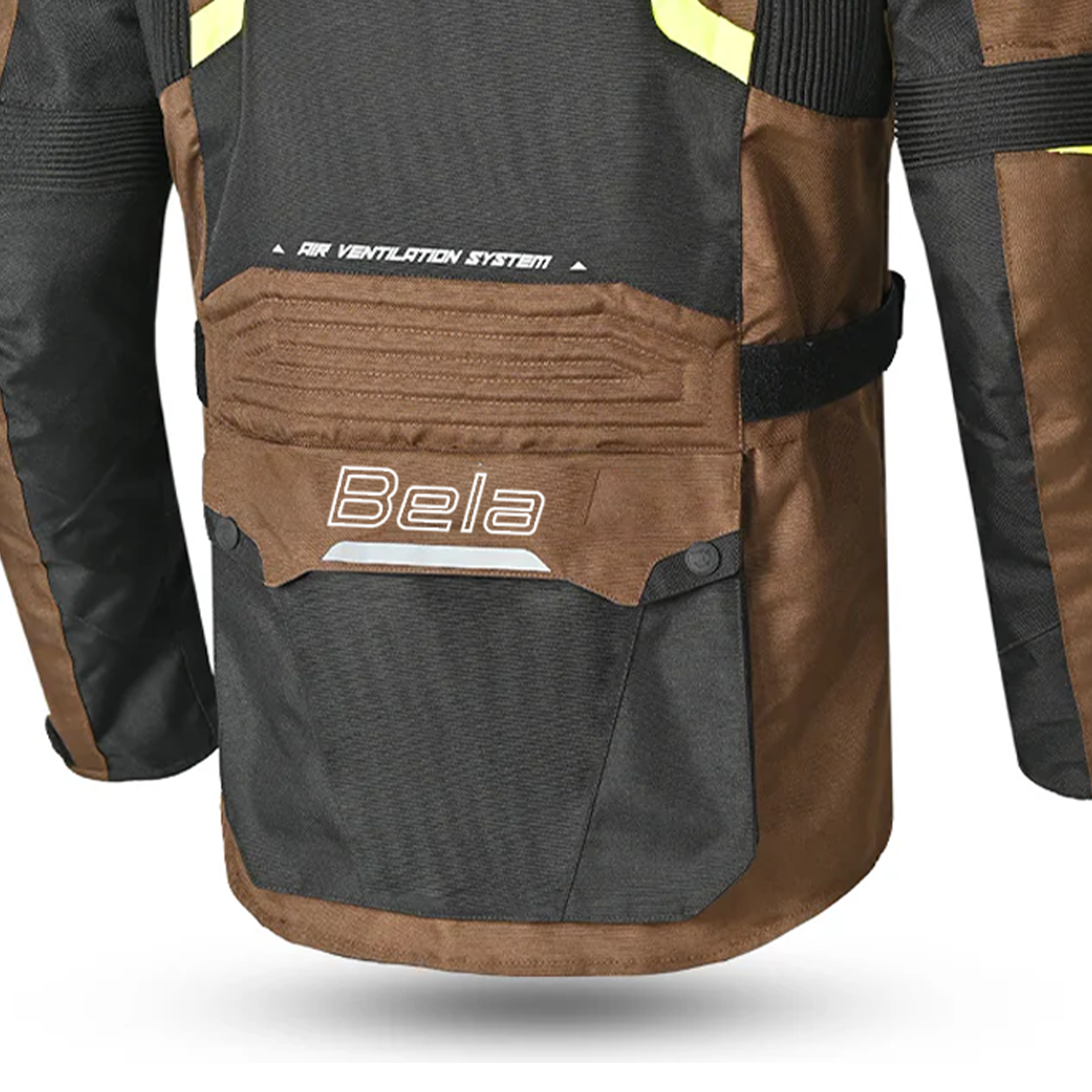 BELA WATSON Motorbike Textile Jacket Black/Khaki/Yellow/White
