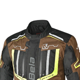 BELA WATSON Motorbike Textile Jacket Black/Khaki/Yellow/White