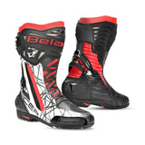 BELA AIR RIDER GP-1 RACING MOTORBIKE LEATHER BOOTS BLACK RED
