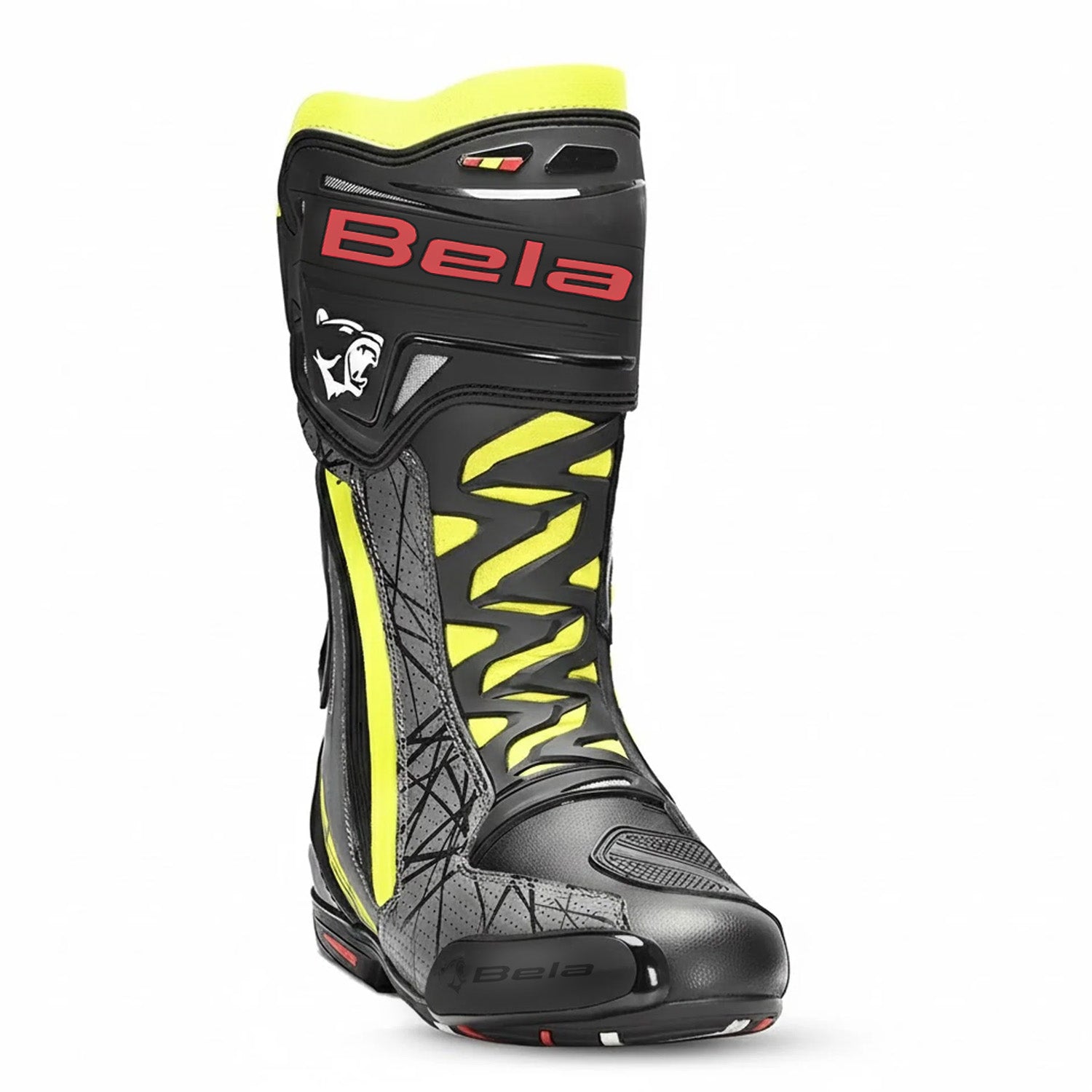 BELA AIR RIDER GP-1 MOTORCYCLE RACING BOOTS BLACK FLUO YELLOW